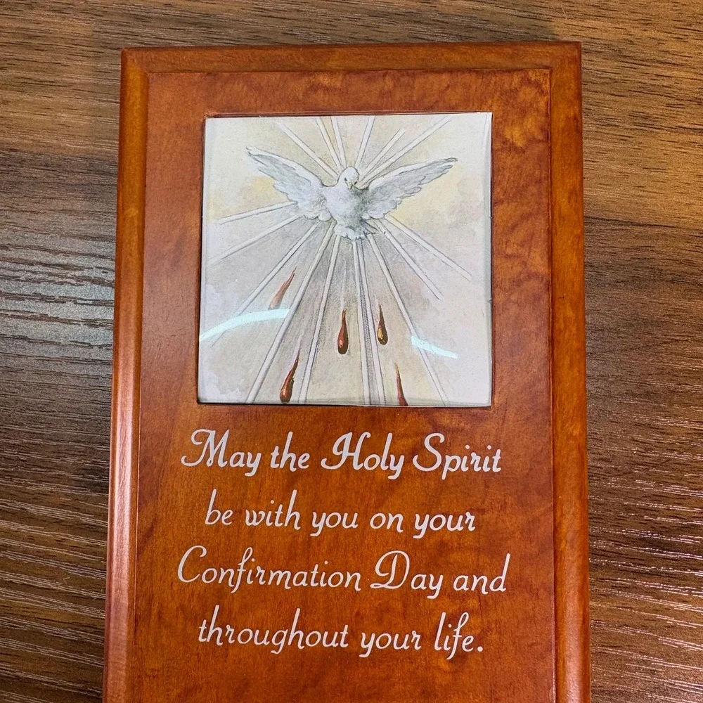 Jesus with Holy Spirit‎ Dove Confirmation Day Wood Photo Wall art Plaque